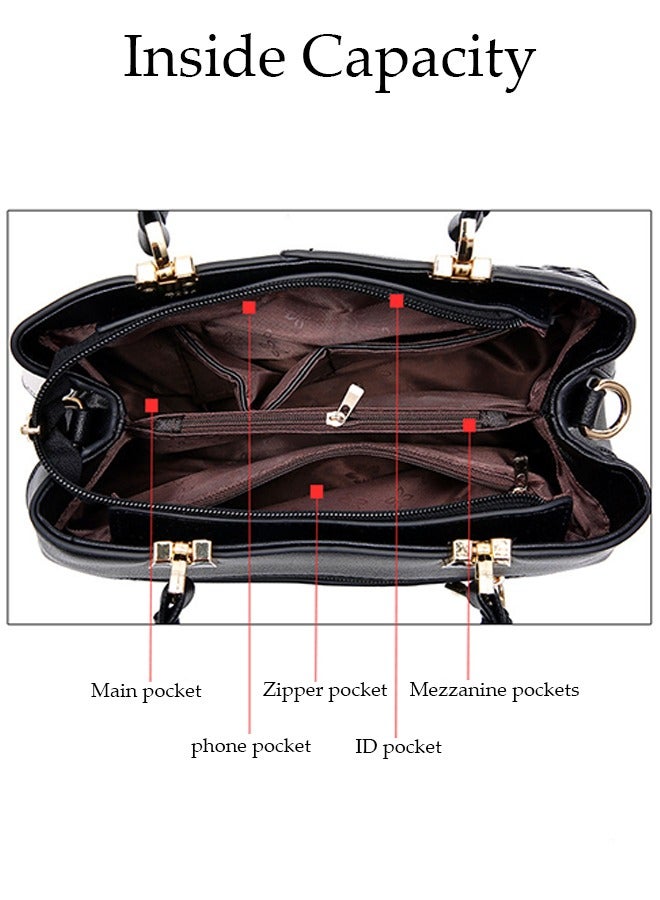 DUNISO Women's Vintage Tote Bag Handbags with Large Capacity Faux Leather Shoulder Bag Ladies Fashion Designer Satchel Crossbody Bag with Detachable Strap for Ladies  - Image 5