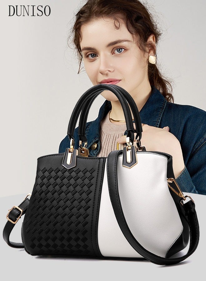 DUNISO Women's Vintage Tote Bag Handbags with Large Capacity Faux Leather Shoulder Bag Ladies Fashion Designer Satchel Crossbody Bag with Detachable Strap for Ladies  - Image 1