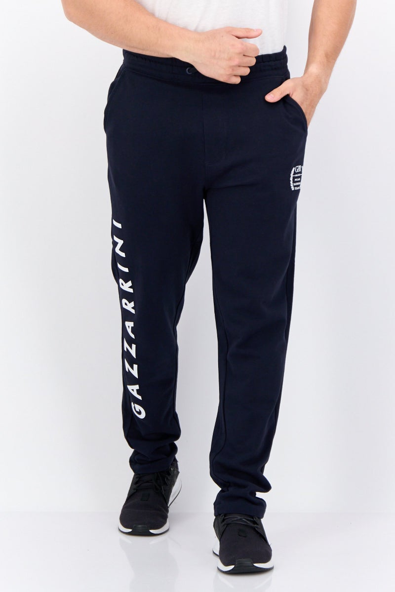 Gazzarrini Men Regular Fit Brand Logo Joggers Pants, Navy  - Image 1