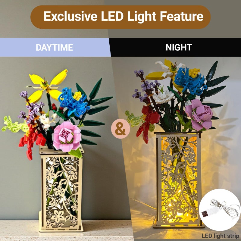 Turutu Wooden Carved Lego Flower Vase with Hollow Design -Artistic Display Stand for Lego Flowers, Perfect Vase for Lego Bouquet, Ideal Gift for Flower Lovers - Image 3