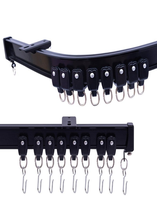 MaKefeile Flexible Ceiling Curtains Track, Bendable Ceiling Mount Curtain Track for Room Divider, Aluminum Curtain Tracks Rail with Hooks Set for Window RV Shower Privacy Outdoor Hospital, Black 3-9ft - Image 1