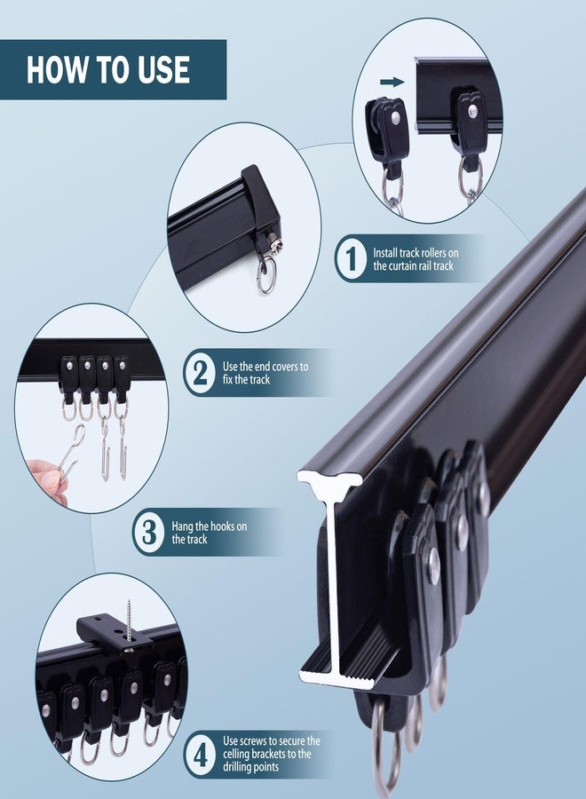 MaKefeile Flexible Ceiling Curtains Track, Bendable Ceiling Mount Curtain Track for Room Divider, Aluminum Curtain Tracks Rail with Hooks Set for Window RV Shower Privacy Outdoor Hospital, Black 3-9ft - Image 3