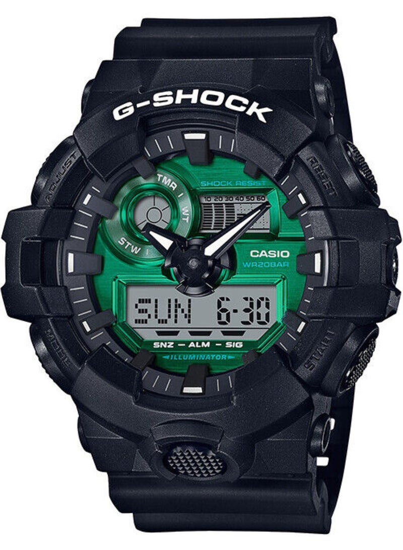 CASIO ساعة يد رجالية G-SHOCK ذات الإصدار المحدود باللون الأسود والأخضر GA-700MG-1A - Image 1