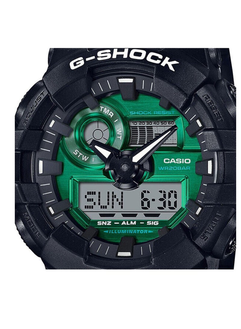 CASIO ساعة يد رجالية G-SHOCK ذات الإصدار المحدود باللون الأسود والأخضر GA-700MG-1A - Image 2