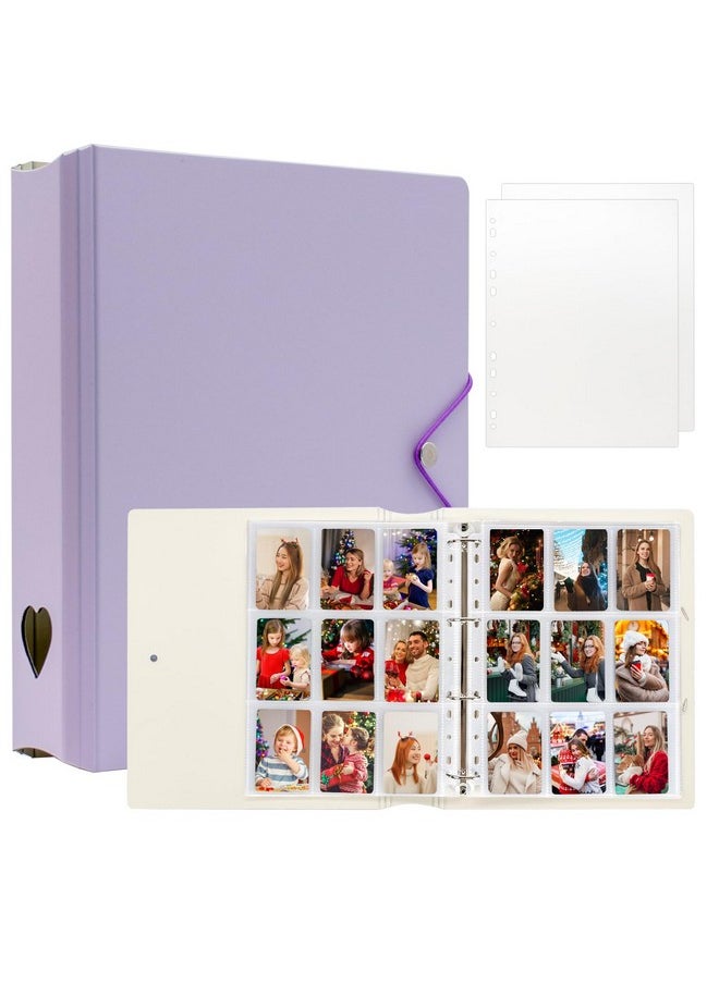 Ablus A4 Kpop Photocard Binder, 4 Ring Binder Photo Album For Fujifilm Instax Mini Camera Polaroid Printer Photo Film, 2X3 Inch Kpop Photocard Holder Book With 25 Pages 9 Pocket (Purple)  - Image 1