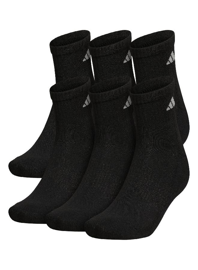 Adidas adidas Men's Athletic Cushioned Quarter Socks (with Arch Compression for a Secure fit (6-Pair), Black/Aluminum 2, Large - Image 3
