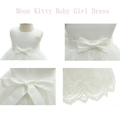 Moon Kitty Baby Girls embroideries Baptism Dresses Christening Special Occasions Gown For Baby Girl White 12M(10-14Months) - Image 5