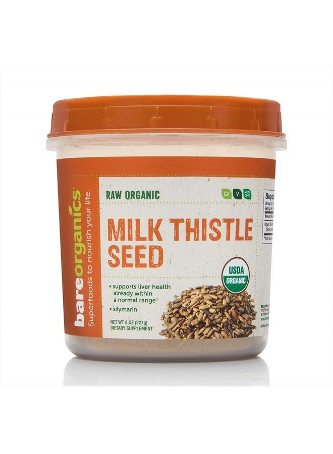 BareOrganics Milk Thistle Seed Powder, Superfood Powder, Organic Dietary Supplement, 8 Ounces - Image 1