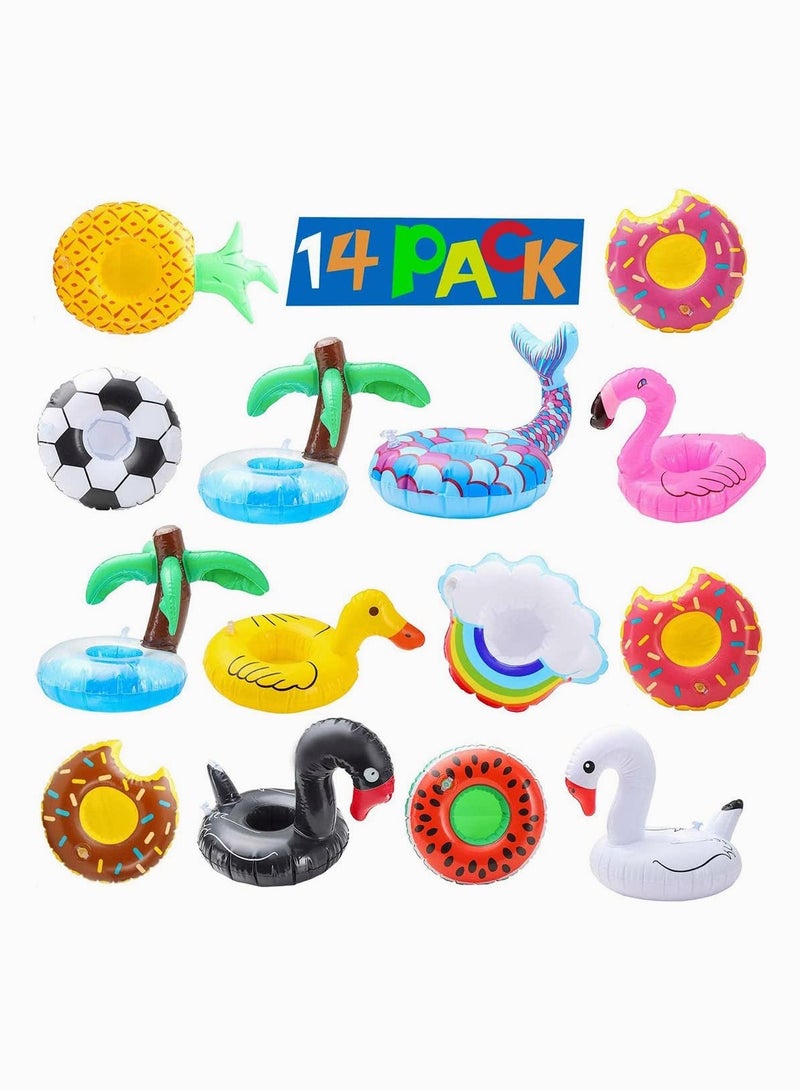 SOLARAE 14Pcs Inflatable Drink Holders Pool Drink Holder Floats Inflatable Cup Holders Cup Coasters for Summer Pool Party - Image 1