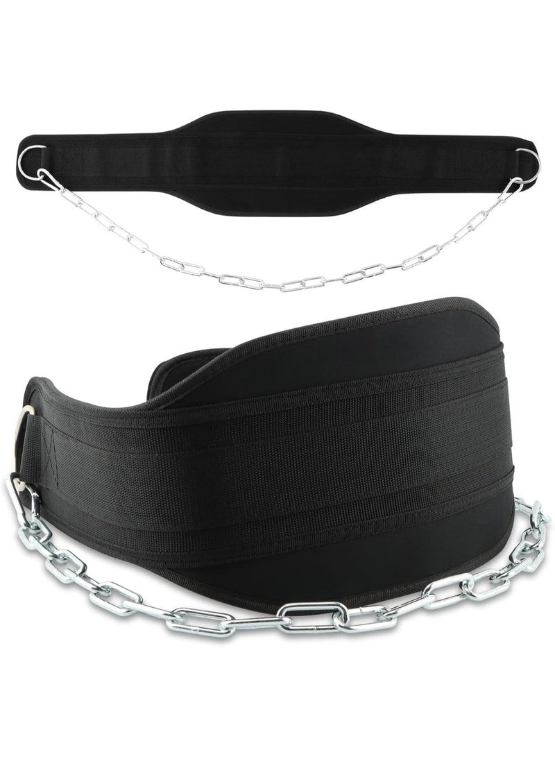 PYC Weight Lifting Dip Belt With Heavy Duty Steel Chain - 33Inch Waist Back Support Neoprene for Workout, Bodybuilding, Power-lift, Crossfit - Adjustable Pull Ups Weight Belt for Fitness Gym Squat, 150kg - Image 1