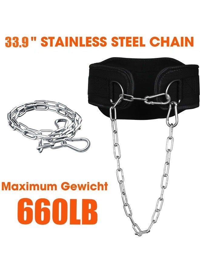 PYC Weight Lifting Dip Belt With Heavy Duty Steel Chain - 33Inch Waist Back Support Neoprene for Workout, Bodybuilding, Power-lift, Crossfit - Adjustable Pull Ups Weight Belt for Fitness Gym Squat, 150kg - Image 4