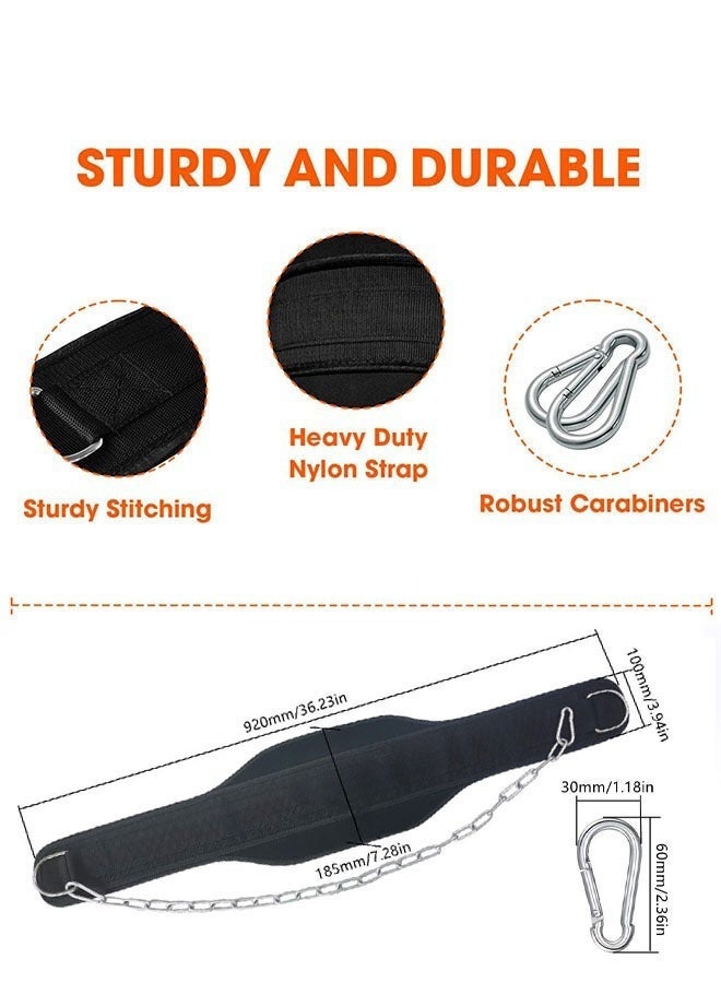 PYC Weight Lifting Dip Belt With Heavy Duty Steel Chain - 33Inch Waist Back Support Neoprene for Workout, Bodybuilding, Power-lift, Crossfit - Adjustable Pull Ups Weight Belt for Fitness Gym Squat, 150kg - Image 2