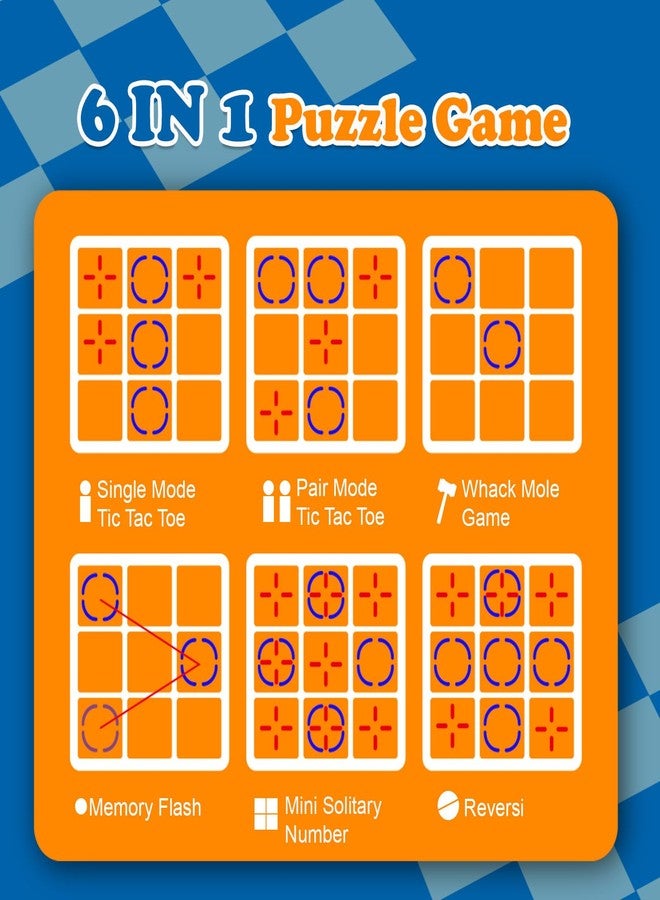 COUOMOXA for tic tac Toe Game: Upgraded 6-in-1 Sensory Toy with Mute - Electronic Portable Console Game Kids and Adults Age 6-12 Years Old Travel - Birthday Gift for Boys Girls - Image 2