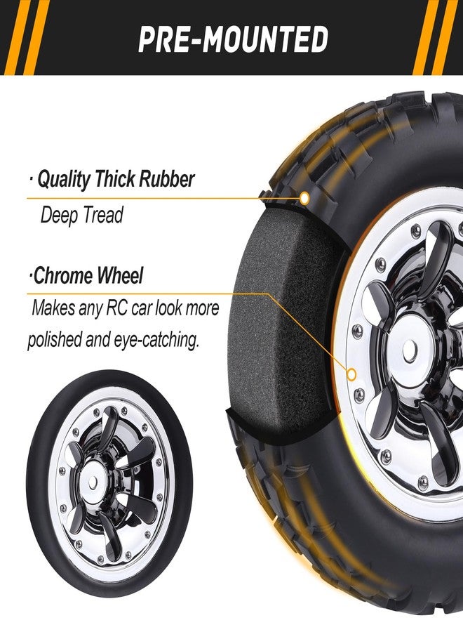CrazyHobby 2.8“ Preglued Truck Wheels and Tires Chrome Rims for 1/10 Scale Traxxas Stampede Rustler VXL Hoss 4x4 2WD Redcat Volcano EPX Pro RC Monster Truck Brushless 3S 4S(Style A) - Image 3