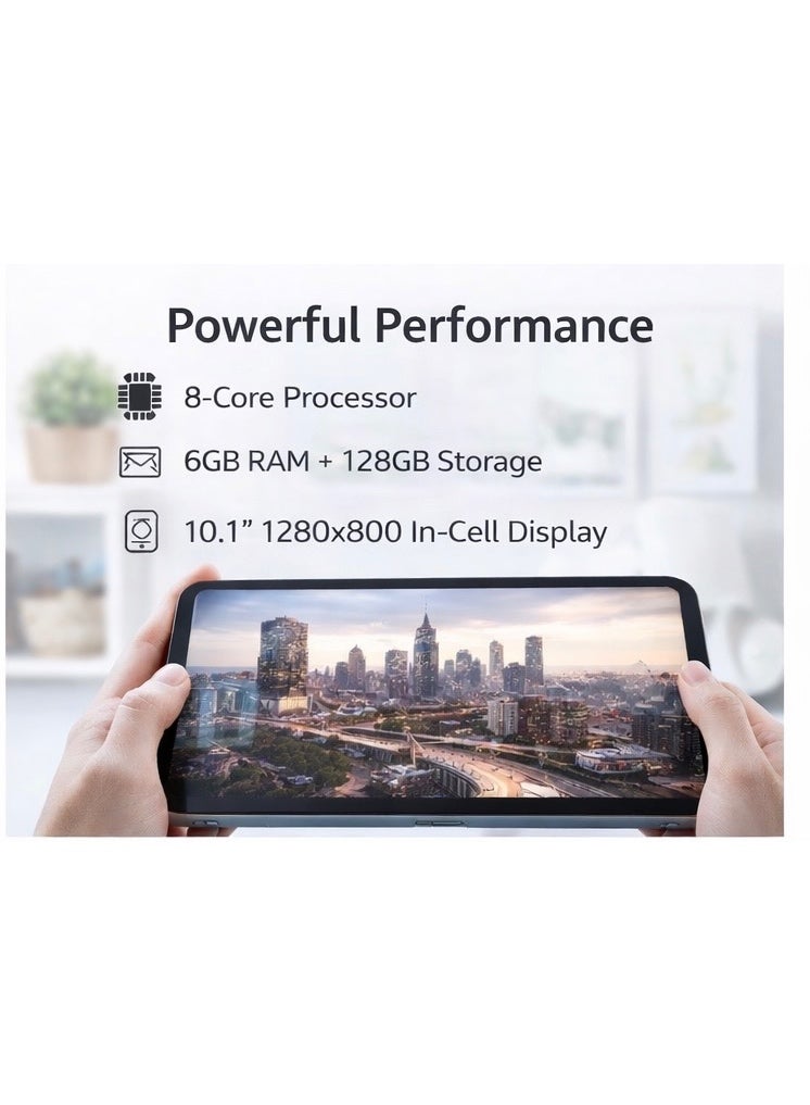 MODIO TAB Modio M40 Tablet 10.1” HD Display, 12GB RAM + 512GB Storage, 8000mAh Battery, Dual SIM 4G LTE, 13MP Camera, Android Tablet PC – Grey - Image 4