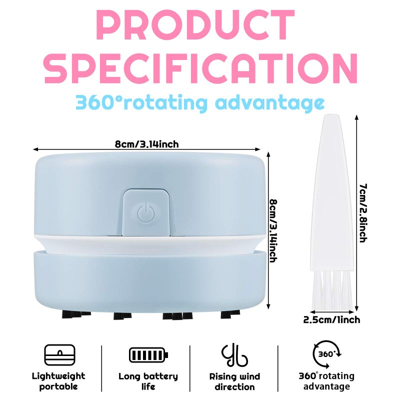Honoson 2 Pcs Diamond Painting Tool Drill Quicker Picker for Spilled Diamonds 5d Painting Accessories Vacuum Cleaner Mini Table Desktop Sweeper Organizer Clean Art Beads Crumb(Pink, Blue) - Image 2