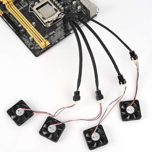 Aypzuke 3 Pack Computer PC PWM Fan Splitter Cable 1 to 4 (4 Pin+3 Pin) - Image 3