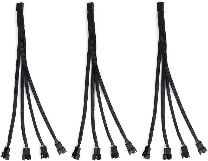Aypzuke 3 Pack Computer PC PWM Fan Splitter Cable 1 to 4 (4 Pin+3 Pin) - Image 4