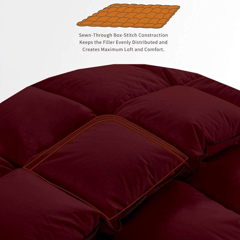 Bright Décor Bright Dcor AllSeason 300 GSM 1Piece DoubleReversible Bed ComforterQuiltBlanketRajai Down Alternative Quilted Duvet Insert with Corner Ties Winter Warm Machine Washable Burgundy Solid - Image 5