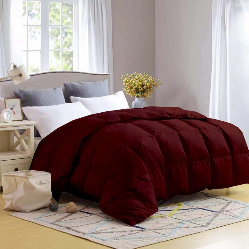 Bright Décor Bright Dcor AllSeason 300 GSM 1Piece DoubleReversible Bed ComforterQuiltBlanketRajai Down Alternative Quilted Duvet Insert with Corner Ties Winter Warm Machine Washable Burgundy Solid - Image 2