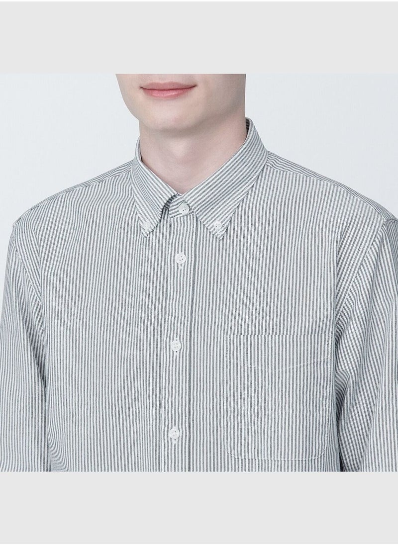MUJI Washed Oxford Button Down Long Sleeve Shirt  - Image 5