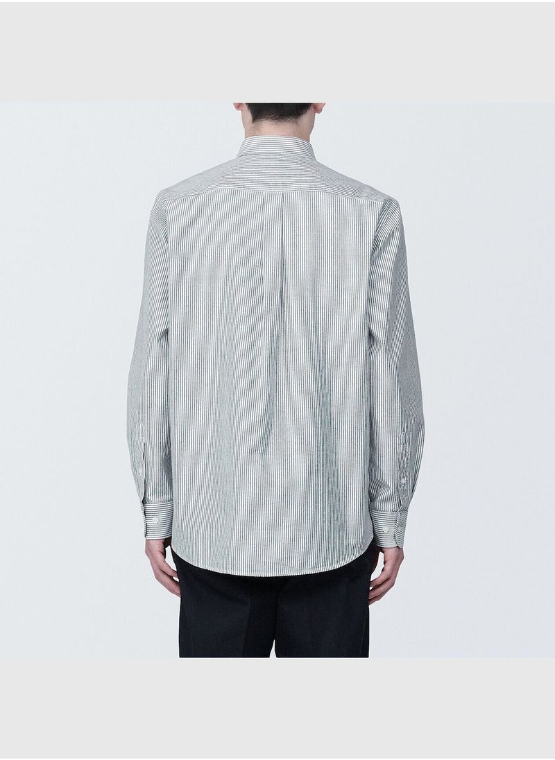 MUJI Washed Oxford Button Down Long Sleeve Shirt  - Image 4