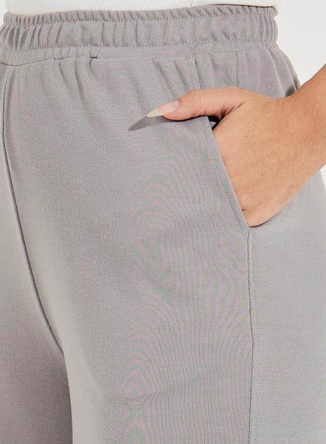 Styli Solid Wide Leg Joggers with Elastic Waistband - Image 3