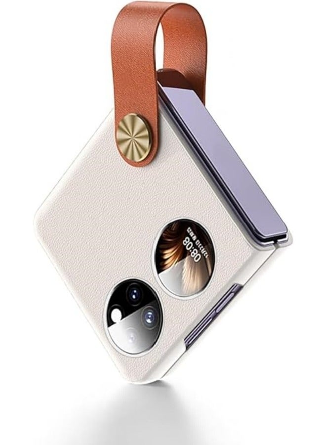 Compatible with Huawei P50 Pocket Case Strap, Premium PU Leather Grip for Women Girl, Shockproof Protective - Image 1
