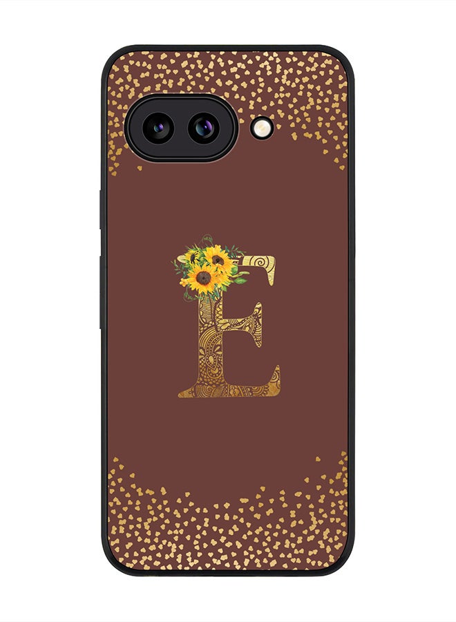 Stylizedd For Google Pixel 9a Case,Slim fit Camera Protection, Shockproof Thin Phone cover  - Custom Floral Monogram - E  (Brown )