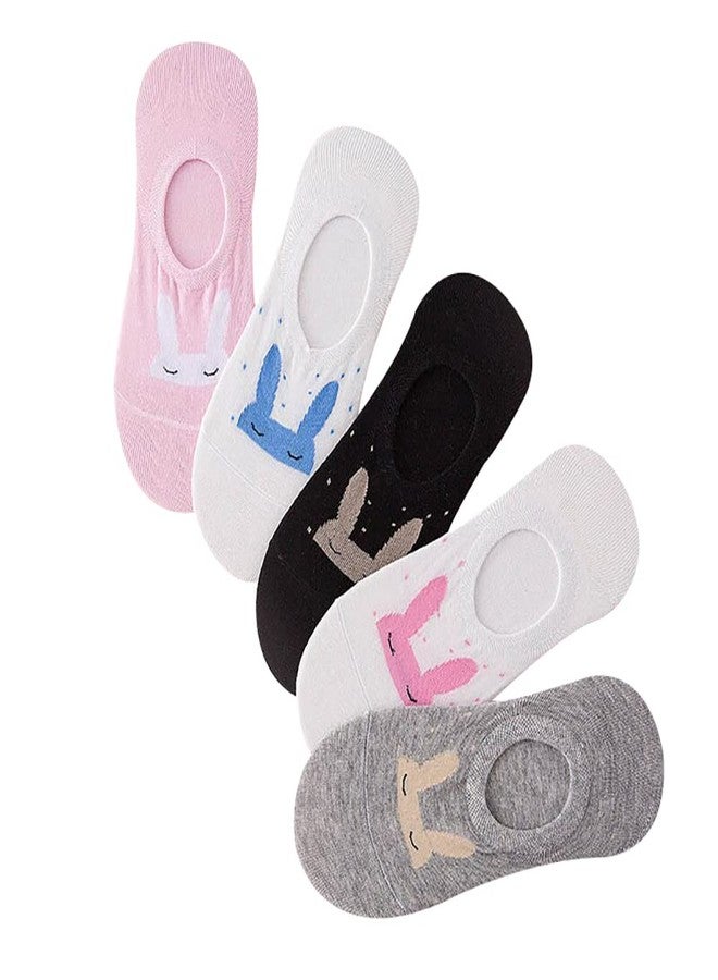 Missby® Girl's Cute Animal Printed Anti-Slip Cotton Loafer Socks (Multi-Coloured) - Pack of 5 Pairs - Image 1