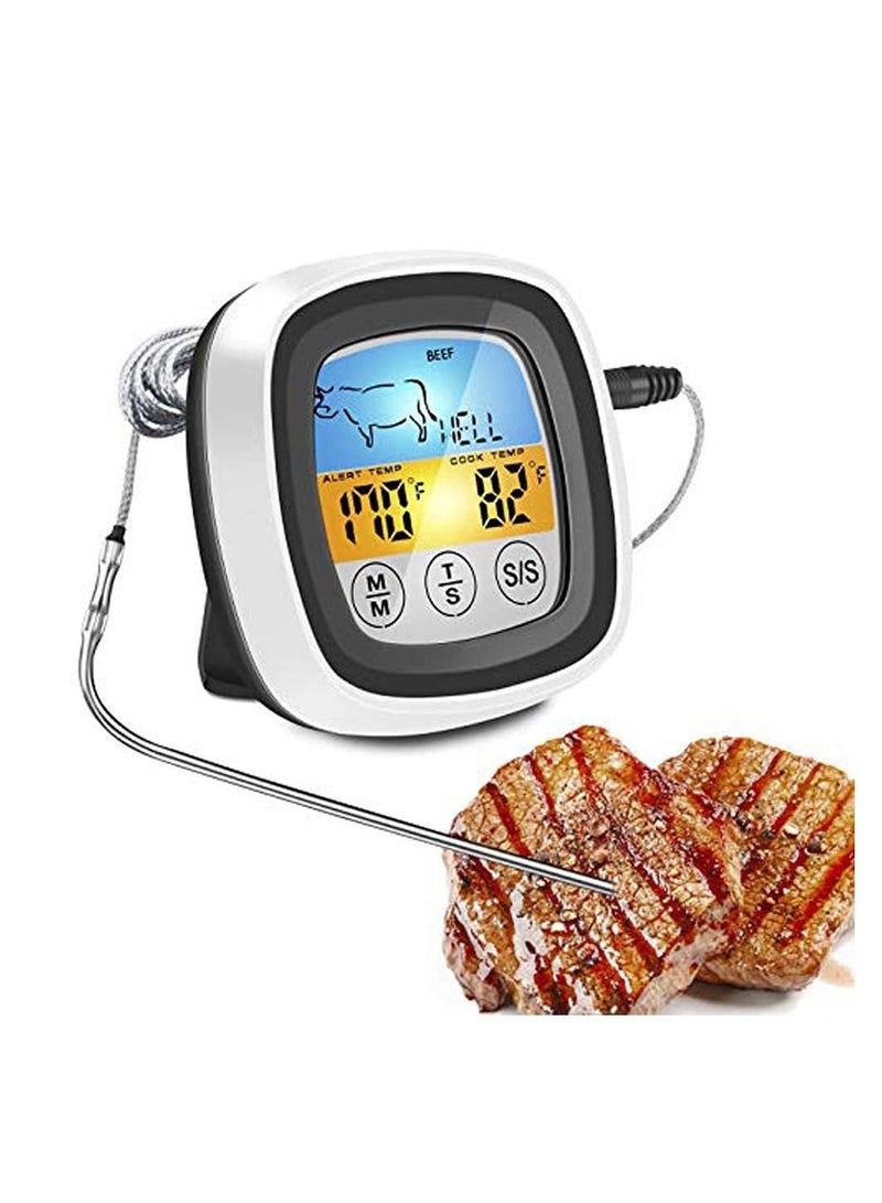 Excefore Meat Thermometer Digital Instant Read Food Thermometer for Grill Smoker BBQ Kitchen Oven Candy Thermometer with 2 Temperature Probe and Touch Screen LCD Display - Image 1