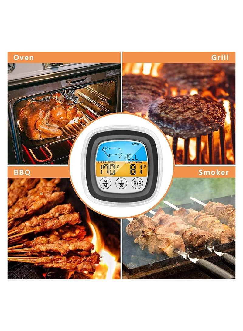 Excefore Meat Thermometer Digital Instant Read Food Thermometer for Grill Smoker BBQ Kitchen Oven Candy Thermometer with 2 Temperature Probe and Touch Screen LCD Display - Image 2
