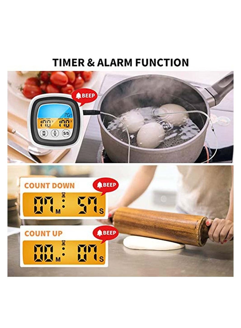 Excefore Meat Thermometer Digital Instant Read Food Thermometer for Grill Smoker BBQ Kitchen Oven Candy Thermometer with 2 Temperature Probe and Touch Screen LCD Display - Image 3