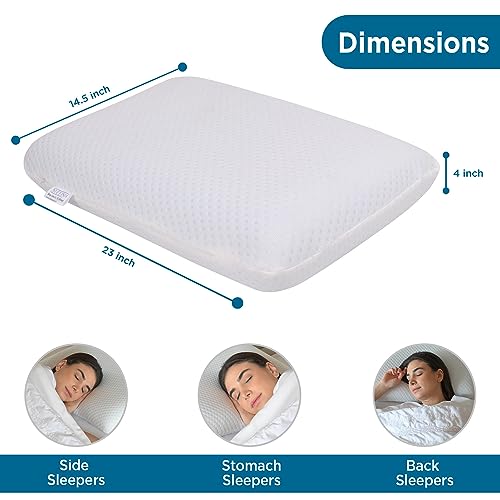 Sleepsia Cooling Gel Cervical Memory Foam Standard Pillow – Neck & Shoulder Pain Relief Pillows for Comfortable Sleep, Orthopedic Neck Pain, with Washable Cover (Standard) Pack of 2 (23"X14.5"X4") - Image 2
