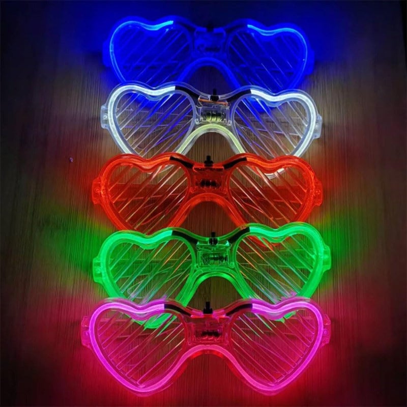 Bukela Light-up LED Glasses, 5 Pack Glasses Heart Shape Toys Party Favors Glow In The Dark Party Favors Supplies (Heart) - Image 1