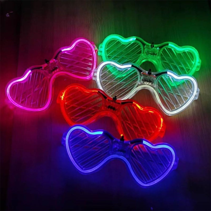 Bukela Light-up LED Glasses, 5 Pack Glasses Heart Shape Toys Party Favors Glow In The Dark Party Favors Supplies (Heart) - Image 4