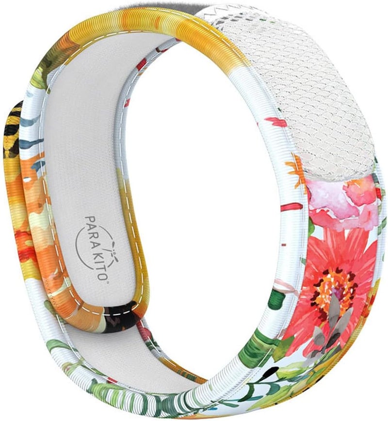 PARA'KITO Mosquito Insect & Bug Protection Wristband - Mosquito Stickers & Bug Spray Alternative - Summer Essentials, Beach Accessories, Hiking & Camping Essentials - Natural Essential Oils (Flowery)