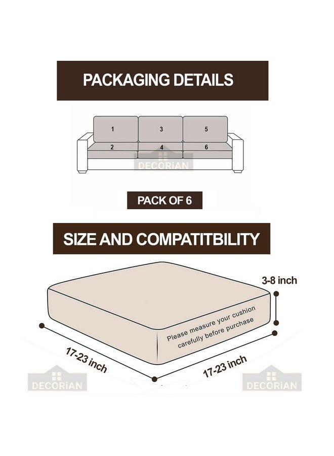 Decorian Soft Velvet Stretchable Printed Solid Sofa Slipcovers, Wooden Sofa Seat Cover, Sofa Back Cushion Covers (Pack of 6, Velvet Dark Camel) - Image 5