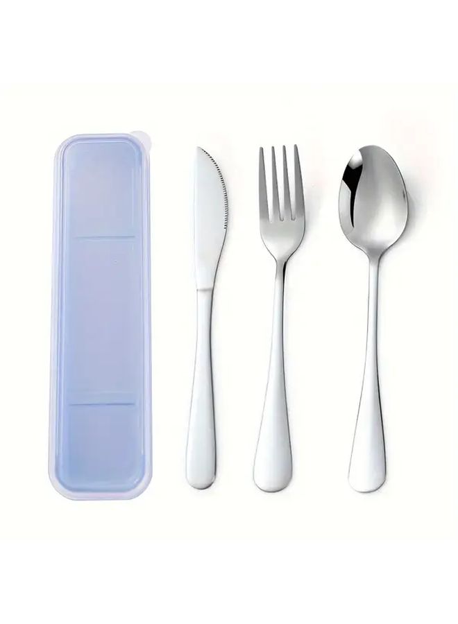 Pink Reusable Stainless Steel Cutlery Set Travel Camping Kit With Forks Spoons Storage Box - Image 5