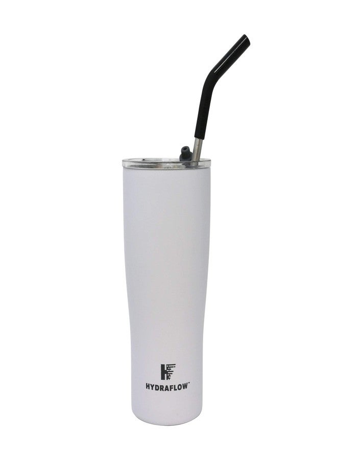 HYDRAFLOW Capri - 20oz Tumbler with Straw - Triple Wall Vacuum Insulated Tumbler - Insulated Smoothie Cup - Stainless Steel Tumbler - Reusable Tumbler with Lid - (Powder White) - Image 1