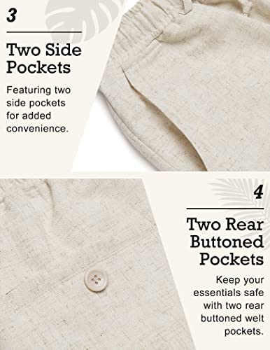 COOFANDY Men's Viscose and Linen Pants Elastic Waist Yoga Pants Drawstring Lounge Big and Tall Pants Khaki (Khaki, M) - Image 5