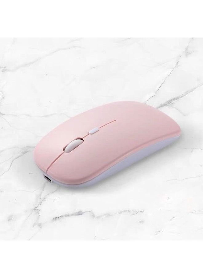 Slim Rechargeable Silent Bluetooth Wireless Mouse, Dual Mode Wireless Mouse, Portable USB  and 2.4G Wireless Bluetooth Computer Mouse, Compatible with Laptop Phone iPad (Pink)