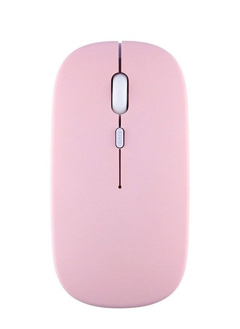 Slim Rechargeable Silent Bluetooth Wireless Mouse, Dual Mode Wireless Mouse, Portable USB  and 2.4G Wireless Bluetooth Computer Mouse, Compatible with Laptop Phone iPad (Pink)