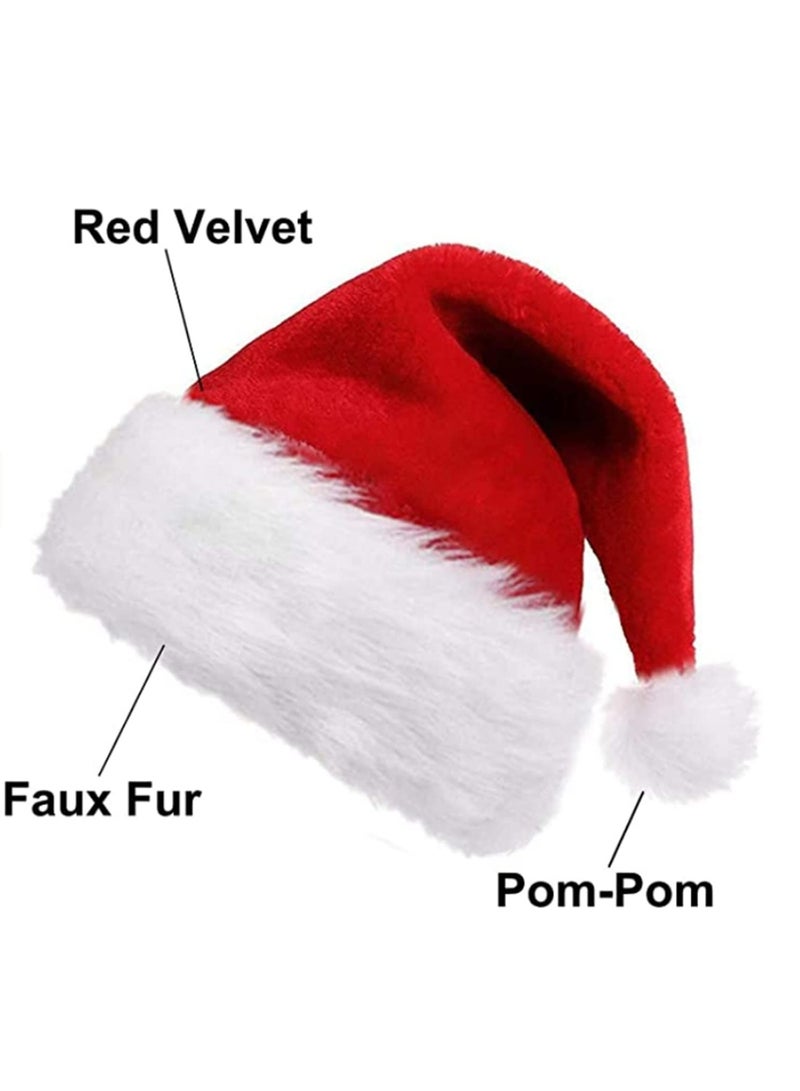 2pcs Christmas Hat Santa Hat Xmas Holiday Hat for Adults Unisex Velvet Comfort Christmas Hats Extra Thicken Classic Fur for Christmas New Year Festive Holiday Party Supplies - Image 2