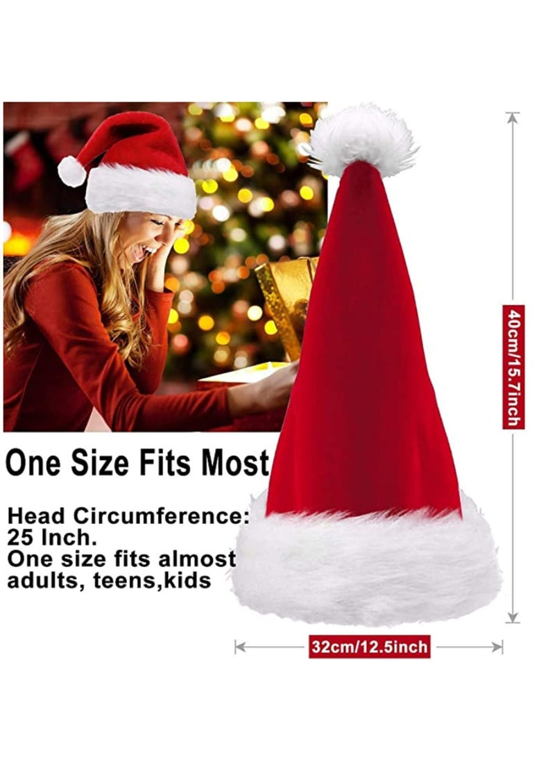 2pcs Christmas Hat Santa Hat Xmas Holiday Hat for Adults Unisex Velvet Comfort Christmas Hats Extra Thicken Classic Fur for Christmas New Year Festive Holiday Party Supplies - Image 4