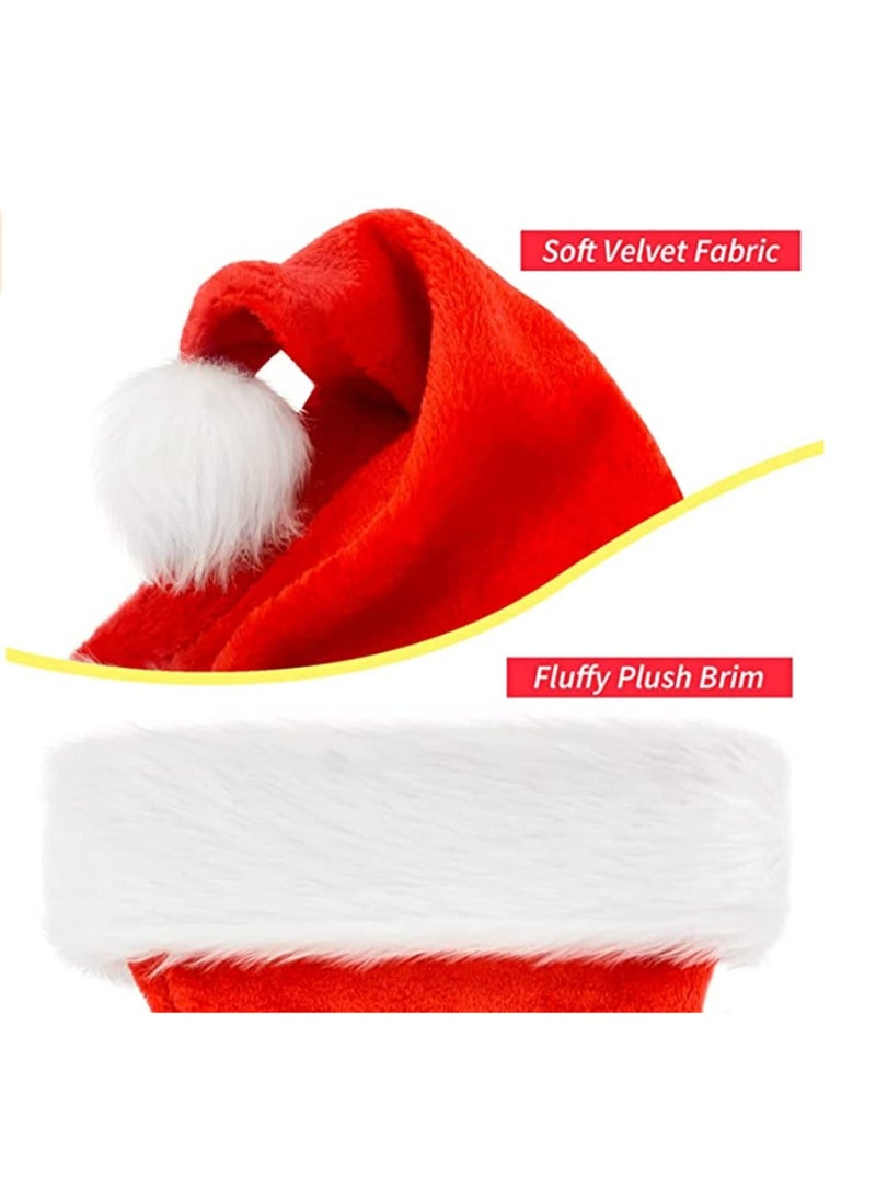 2pcs Christmas Hat Santa Hat Xmas Holiday Hat for Adults Unisex Velvet Comfort Christmas Hats Extra Thicken Classic Fur for Christmas New Year Festive Holiday Party Supplies - Image 3