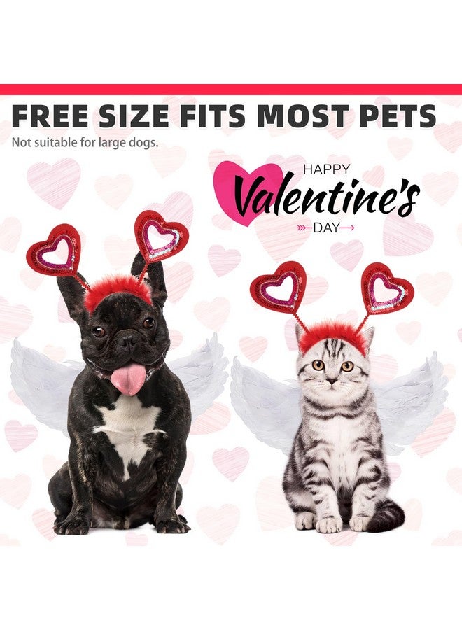 كولتيل زي عيد الحب من KOOLTAIL، زي عصابة رأس على شكل قلب بأجنحة من الريش للكلاب الصغيرة والمتوسطة والكبيرة والقطط والجراء، زي لطيف ومضحك باللونين الأبيض والأحمر لحفلات العطلات - Image 5