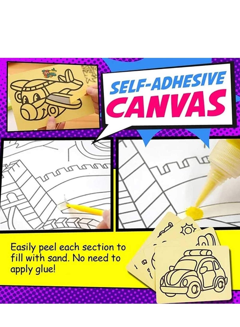طقم رسم الرمل للأطفال 8 قطع - لوحة رسم إبداعية مع ورق صور يدوي مع فقاعات لمشاريع الفن والزخارف والحرف اليدوية - Image 4