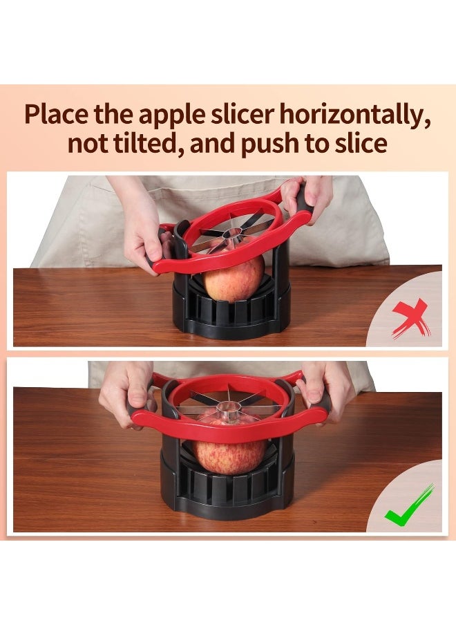Ookuu  Apple Slicer Corer, [Large Size] 8-Blade Heavy Duty Apple Cutter With Base, [Upgraded] Cut Apples All The Way Through, Stainless Steel Ultra-Sharp Blade, Fruit And Vegetable Divider, Wedger Red