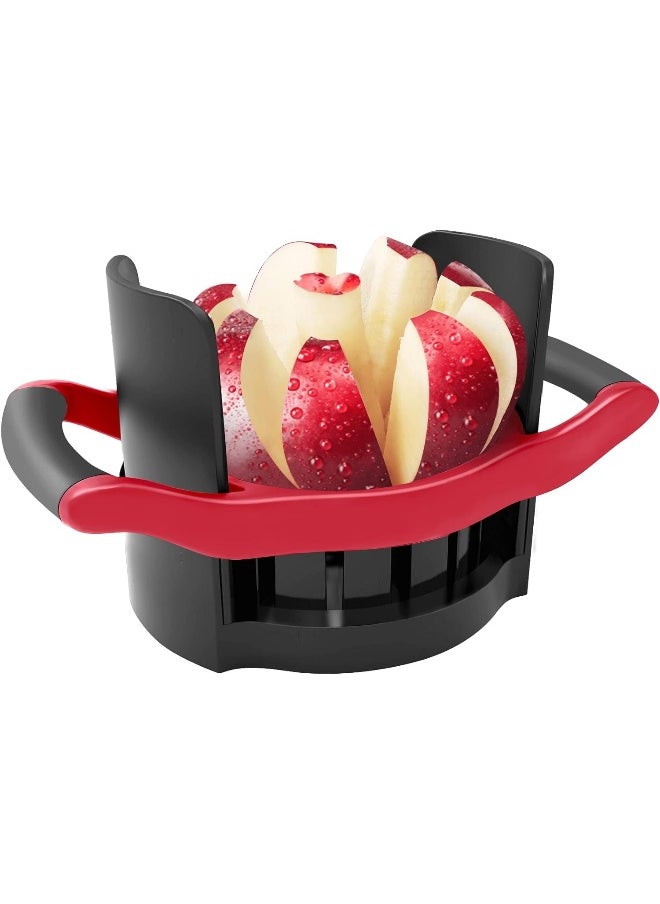 Ookuu  Apple Slicer Corer, [Large Size] 8-Blade Heavy Duty Apple Cutter With Base, [Upgraded] Cut Apples All The Way Through, Stainless Steel Ultra-Sharp Blade, Fruit And Vegetable Divider, Wedger Red